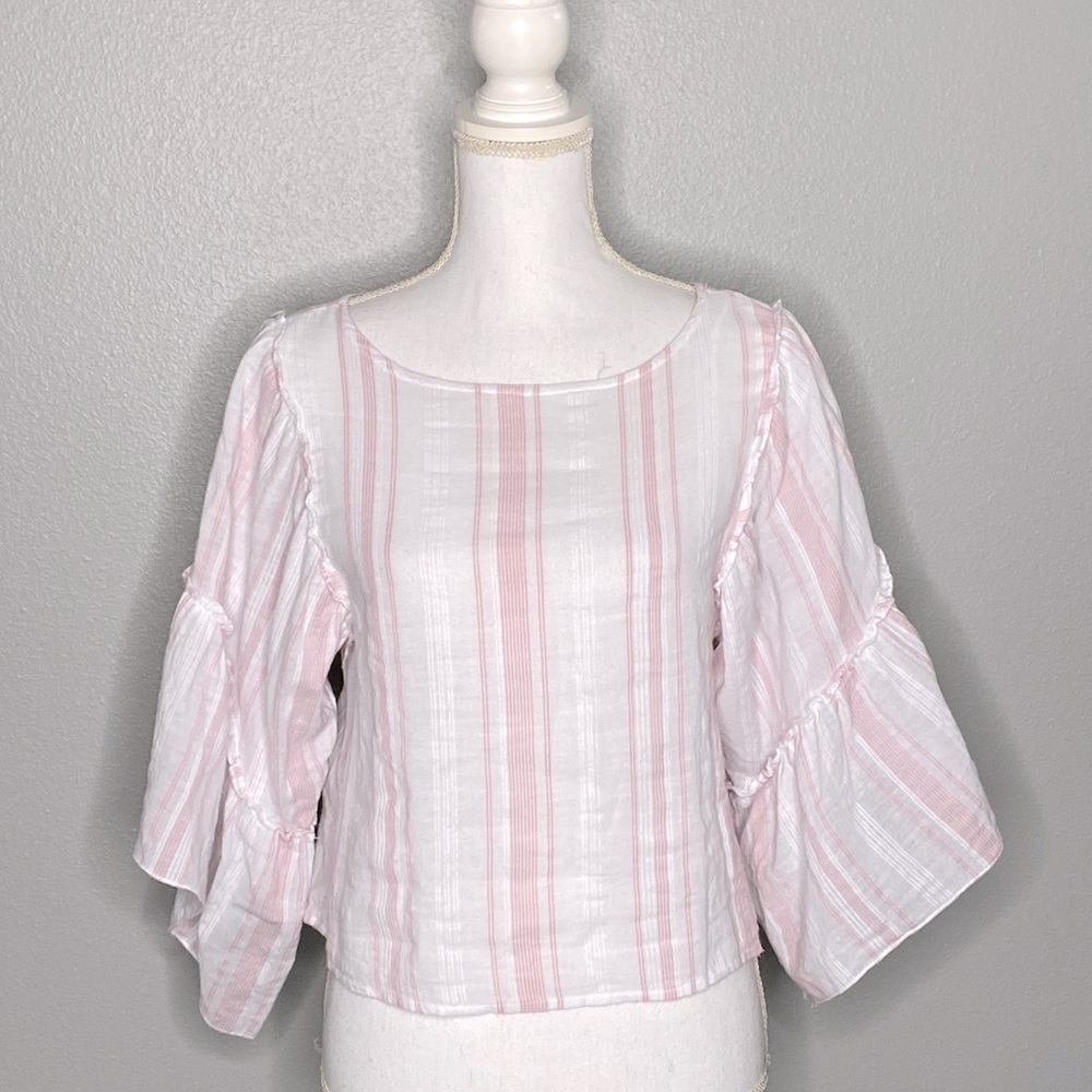 Romeo + Juliet Couture Wide Sleeve Striped Blouse